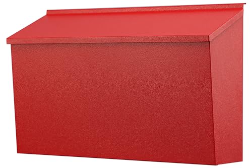 KYODOLED Wall-Mount Mailbox Large Capacity Mail Box Galvanized Steel Rust-Proof Metal Post Box Mailboxes for Outside 15.7x9.9x4.9 Red