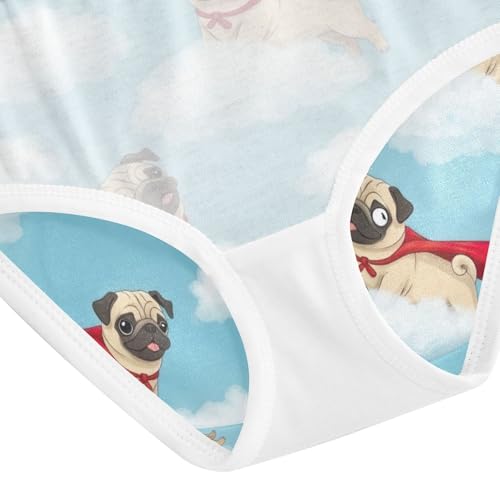 Cartoon Pugs Cloudy Blue Sky Toddler Underwear Girls, Cotton Underwear for Girls, 2T–8 Years4