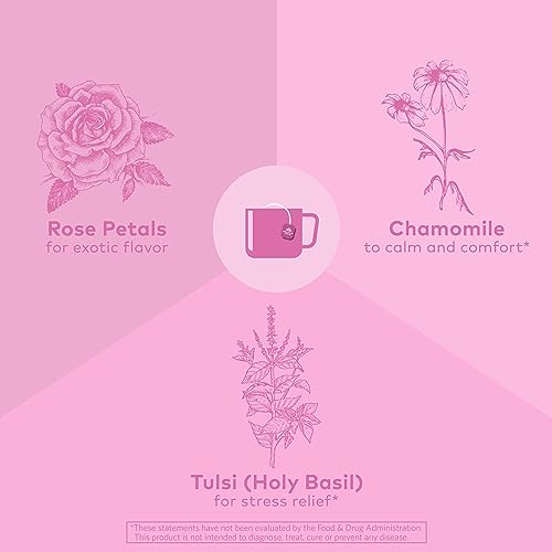 Organic India Tulsi Sweet Rose Herbal Tea - Holy Basil Leaf, African Basil, Chamomilie, Lemon Myrtle, Stress Relieving, Immune Support, USDA Certified Organic, Caffeine-Free - 18 Infusion Bags, 6 Pack - Image 6