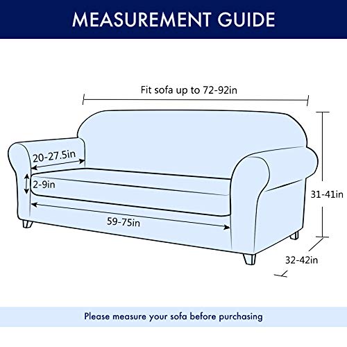 Subrtex Stretch Sofa Couch Cover, 2-Piece Knit Sofa Slipcovers With Geometric Patchwork Pattern, Jacquard Design With Cushion Covers For Loveseat Washable Furniture Protector(Large,Off-White) #TOP2