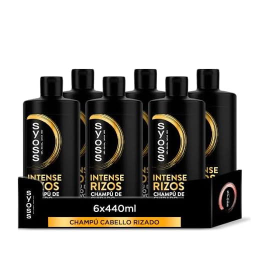 Syoss Rizos Pro Champú para cabello rizado y ondulado (6 x 440 ml), fórmula profesional con ingredientes naturales y efecto anti frizz, apto para el método curly