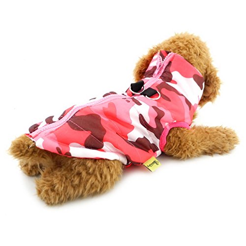 SELMAI Camo Waterproof Small Dog Cat Winter Coat Quilted Vest Jacket Harness with D-ring Pet Puppy Puffer Coat Chihuahua Cold Weather Clothes Girl Apparel Hot Pink S