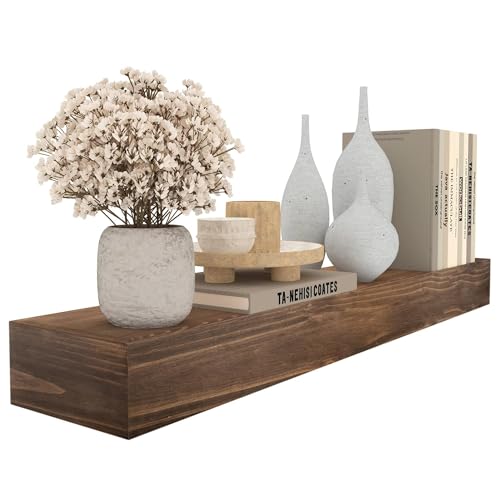 XWNE Fireplace Mantel,48 inch Rustic Wood Floating Mantel Shelves for Electric Fireplaces,Solid Wood...