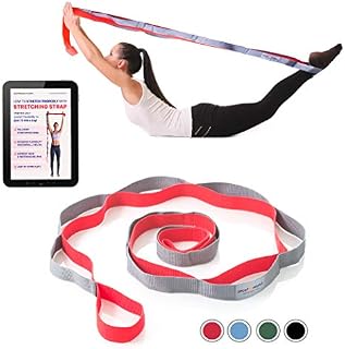 sport2people Yoga Strap for Stretching and Rehabilitation– Rehab Stretch Band with 12 Loops