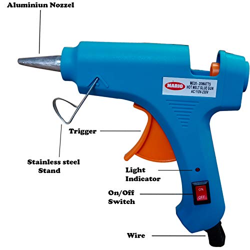 Mario 20W Lightweight Hot Melt Glue Gun – Fast Heating, On/Off Switch, High Durability, 5 Glue Sticks Included – Ideal for DIY, Crafts & Repairs – Blue (Color May Vary) – ME-20 - Image 2 thumbnail