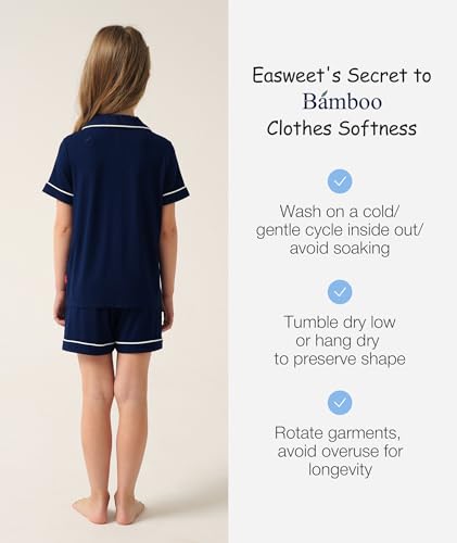 Boys Girls Pajama Set Soft Bamboo Viscose Short Sleeve Button Down 2 Piece Sleepwear4