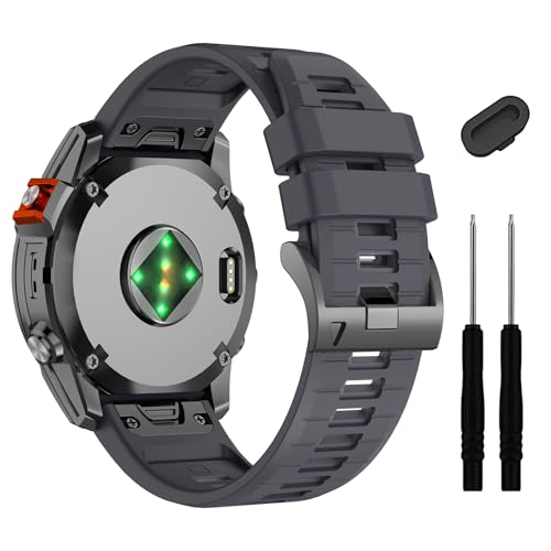 Image of 22mm Compatible with Garmin Fenix E /8 /8pro AMOLED 47mm /Fenix 7 /7 Pro /6 /6 Pro /5 /5 Plus Watch Band,Soft Quickfit Silicone Straps for Forerunner 970 965 955 /Approach S70 47mm /tactix 8 /quatix 7 8 47mm