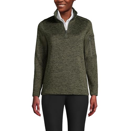Lands' End Women's Sweater Fleece Quarter Zip Pullover Coat