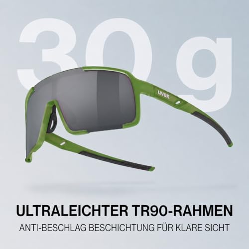 Uvex cellon Sportbrille Sonnenbrille – Ultraleicht mit 100% UV400 Schutz – Moss Green Matt/Mirror Silver – Ansicht 3