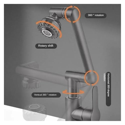 Grifo con brazo robótico universal negro que soluciona los problemas de limpieza 4