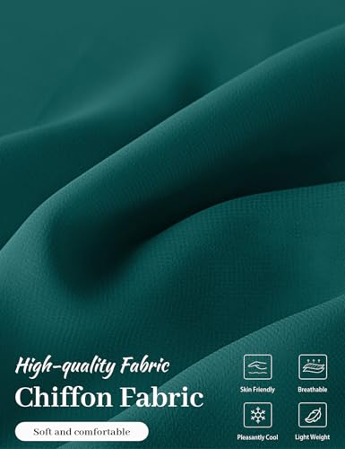 BEAUZSUZSANA Women Chiffon Bolero Cape Capelets with Arm Holes Shawls and Wraps for Evening Dress Bridal Wedding Party (Teal Green,S-M) - image 4