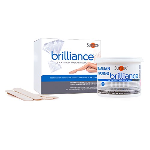 Sunzze Brazilian Wax Brilliance 400gr, Intimenthaarung, Heisswachs auch für Mikrowelle geeignet, gratis 5 Spatel