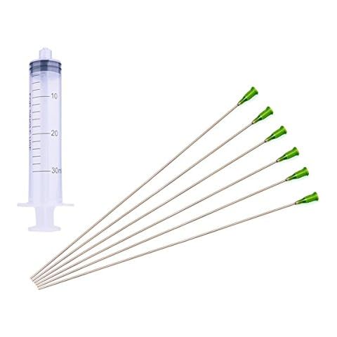 HUAHA 6 Pcs Dispensing Needle 14G x 10" with 30ml Syringe- Blunt Tip Luer Lock Super Long Needles Cover