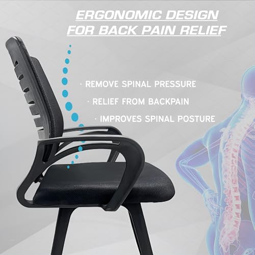 Image of MRC Boom Fix Ergonomic Office Chair - Breathable Mid-Back Mesh Desk Chair with Contoured Armrests, Comfortable Padded Seat - Modern Task Chair for Home Office and Study (Black)
