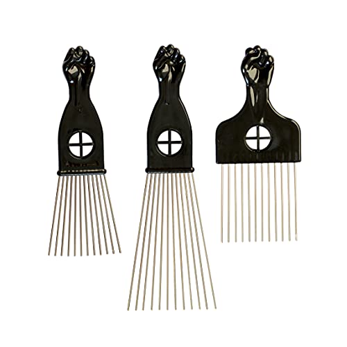 3 Pcs Combs Metal Afro Comb Hair Picks Wide Tooth Picks Comb Salon Using for Hairdressing Styling Tool