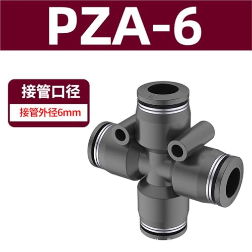Conector rápido neumático cruzado ZA-6 en cruz de 4 vías para tubos de 6mm 3