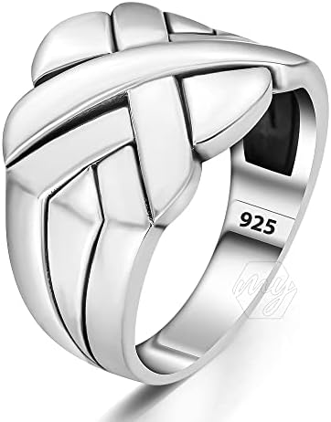 925 Sterling Silver Shiny Puzzle Men's Ring image 4