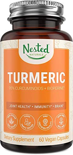 Turmeric Curcumin with BioPerine (Black Pepper Extract) | Highest Potency 95% Curcuminoids | Vegan Joint Support & Healthy Inflammatory Response Supplement | Highest Potency 95% Curcuminoids | Non-GMO