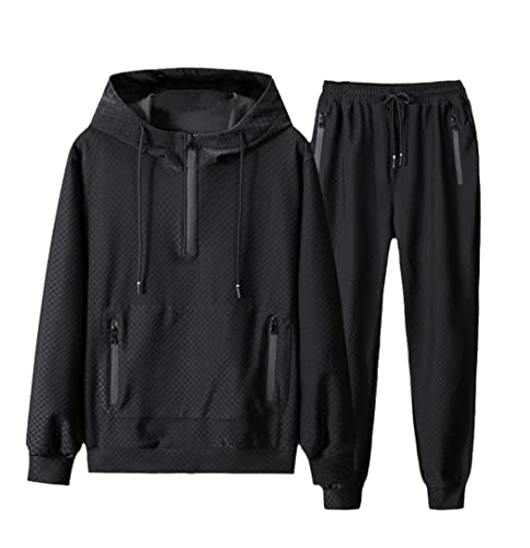 Survêtement à capuche noir homme XXXXL | Ensemble de sport grand confort