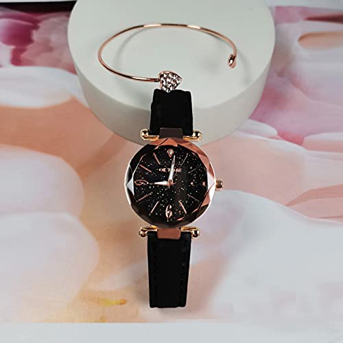 Moniss Conjunto de relógios femininos com pulseira moda com movimento de engrenagem luminosa e movim