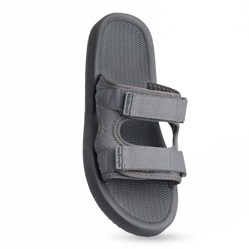 Image of NoStrain Men's Casual Sandals - Comfortable, Washable & Waterproof Open-Toe Footwear for Men with 4-Point Adjustable Velcro Strap, Heel Cushioning & Triple-Density Sole