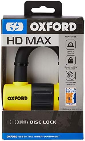 Oxford HD Max Yellow High Security Motorcycle Steel Disc Lock LK311 5030009096112, Orange