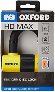 Oxford HD Max Yellow High Security Motorcycle Steel Disc Lock LK311 5030009096112, Orange