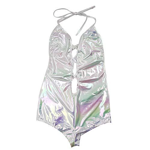 Pamayaneen Women's Metallic Shiny Bathing Suit Plunge Backless One Piece Swimsuits #TOP2