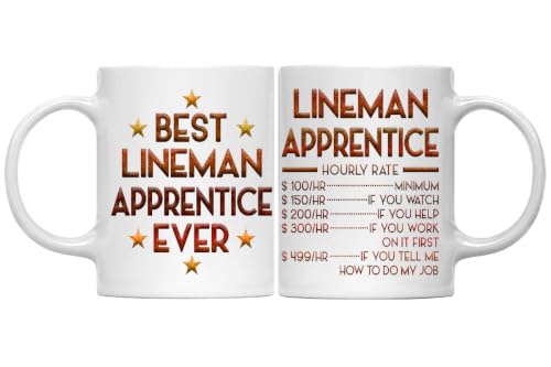 Lineman Apprentice Mug, Hourly Rate Lineman Apprentice Gifts for Coworkers