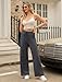 Arolina Palazzo Pants for Women Casual Fashion Wide Leg Pants Flowy High Waist Beach Pants with Pockets Dark Grey L