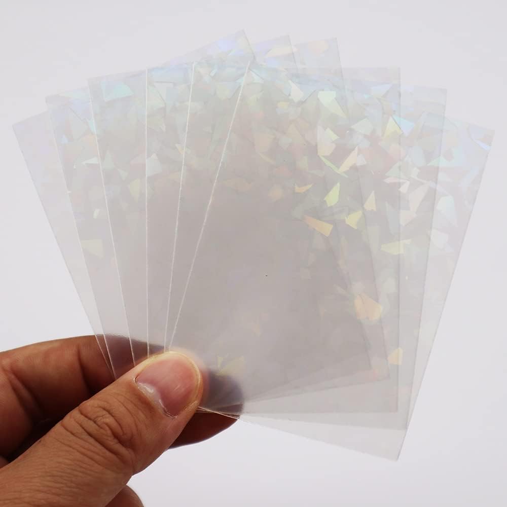 100ct Foil Kpop Photo Card Sleeves MTG Deck Protector Standard Size Shield Gemstone Laser Effects Holographic Matte 66x91 (Clear)