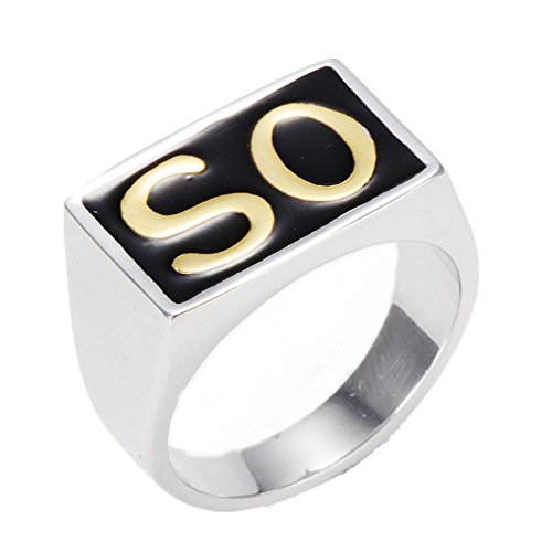 LOPEZ KENT Vintage Hombres de Acero Inoxidable SO Anillo de la Venda, Negro Plata Oro, Tamaño 30