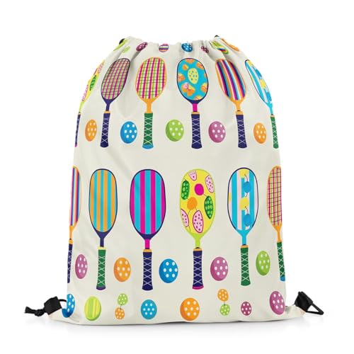 Erosebridal Rainbow Pickleball Drawstring Backpack 13x15.7, Colorful Ball Sports Foldable String Bag, Pickleball Accessories Sackpack For Sport Gym Swim Yoga Camping, Gaming Sport Cinch Bags2
