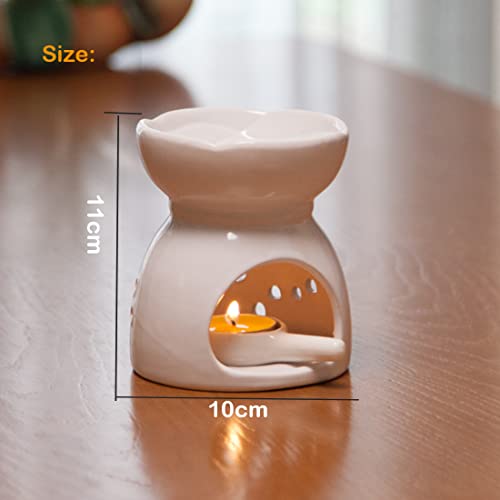 Ceramic Aromatherapy Burner Essential Oil Warmer Candle Holder for Home Decorative(White Happy Tree) - Thumbnail 2