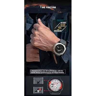 NORTH EDGE Mercury Analog Digital Watch for Men, Dual Display Sports Watch with World Time, Alarm, Stopwatch, 50M Water Resistant, LED Backlight, TPU Strap, Outdoor Daily Wear Watch