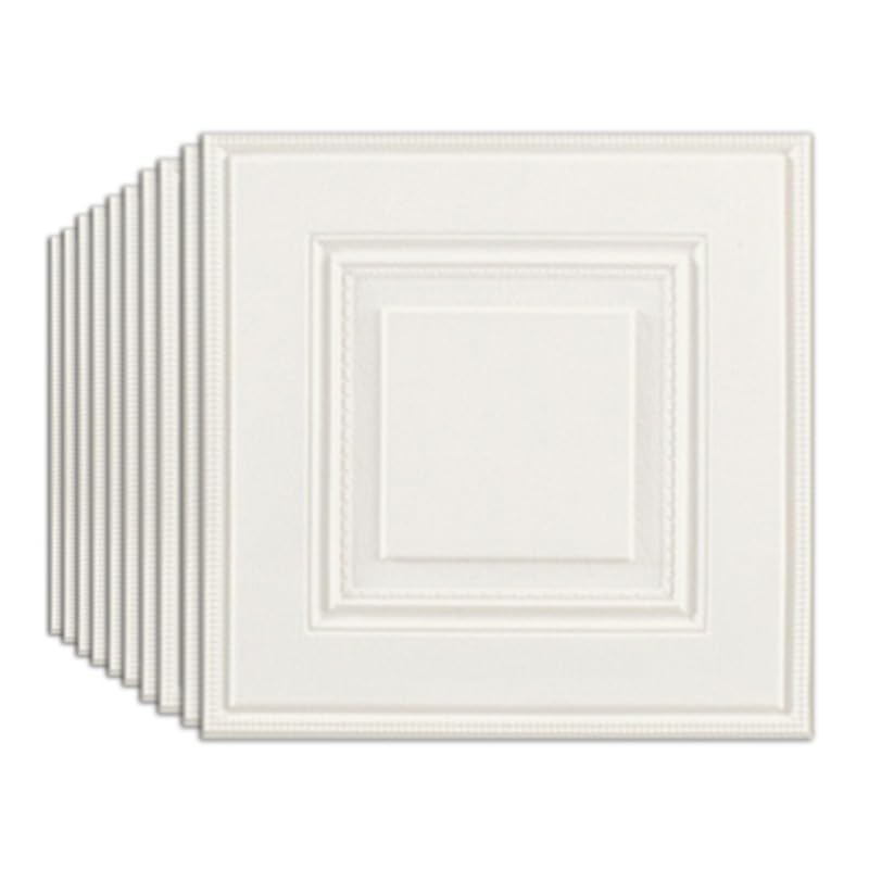 Tarwanear 40pcs White Grid Panels for Walls 35 * 35cm Self Adhesive 3D Wall Panels Peel and Stick 3mm Thick Wall Tiles Waterproof Foam Faux Brick for Ceiling Tiles Kitchen Bathroom — image 1