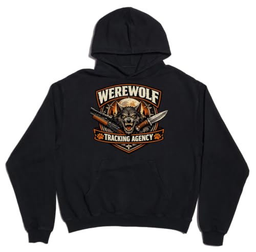 Fierce Werewolf with Hunting Weapons Unisex Oversized Heavyweight Cotton Blend Hoodie Black XX-Large