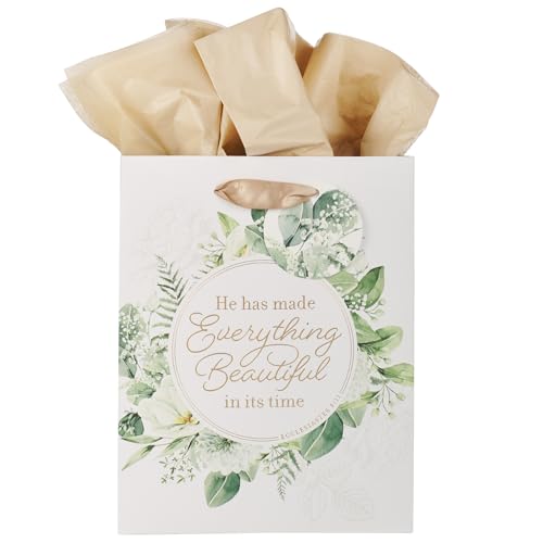 Christian Art Gifts Medium Gift Bag with Tissue, Everything Beautiful, Gold