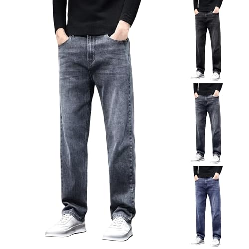 Jean stretch homme coupe droite avec taille élastique et poches cargo léger