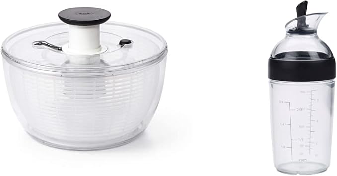 OXO Good Grips Large Salad Spinner + Little Salad Dressing Shaker Bundle