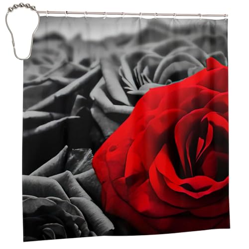 Rideau de douche imperméable anti-moisissure roses rouges - 3