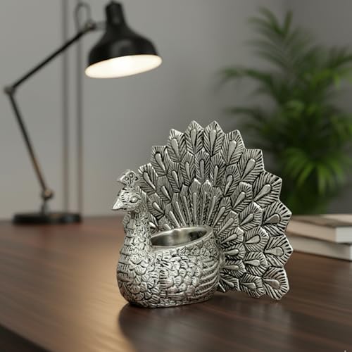 Image of Silver Plated Peacock Idol for Vastu and Home Decor | Divine Vastu Showpiece for Home & Gifting | 999 Silver Plated Decorative Idol | Auspicious Vastu Gift for Home, Weddings & Engagements