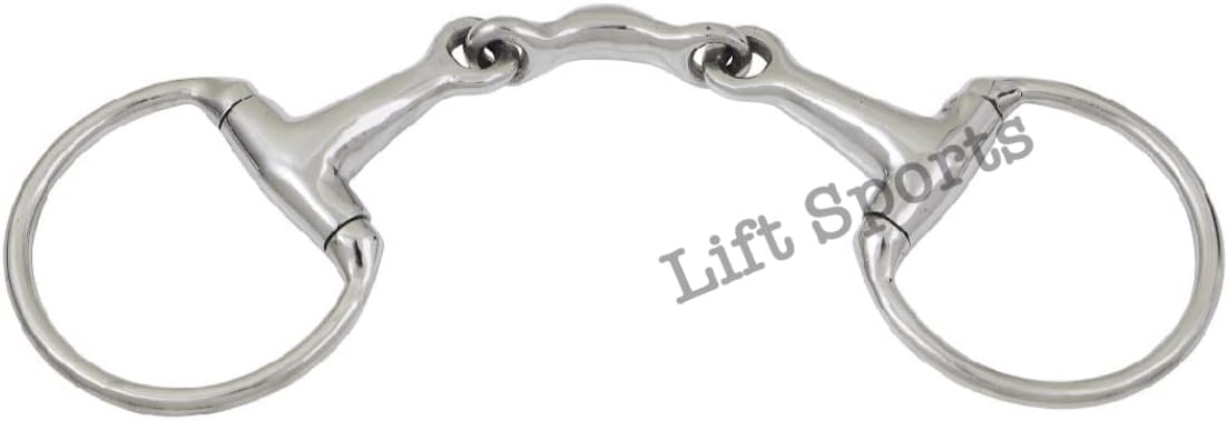 Horse Egg Butt Snaffle Bit Half Moon Double Jointed Stainless Steel Tack Equestrian (5.5 Inch)