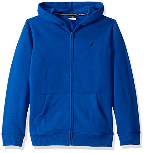Nautica Boys' Big School Uniform Polar Fleece Zip-Up Hoodie, Royal Blue, Medium-10/12