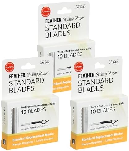 Feather Styling Razor Standard Blades - Hair Cutting Replacement Pack 30 Ct