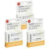 Feather Styling Razor Standard Blades - Professional Hair Cutting Blades for Styling, Shaping, Feathering & Thinning - Stainless Steel Single Edge Guarded Blade - Made in Japan - Refill Pack - 30 Ct