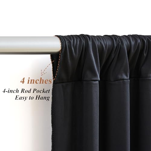 10x10ft Black Backdrop Curtains with Lights Wrinkle Free Fabric Backdrop Curtain for Wedding Birthday Party Baby Shower Photo Shoot Bridal Shower Home Party Background Decorations
