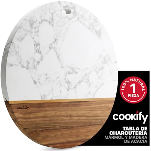 La mejor comparación de Tablas de queso . 42 Cookify Tabla de Madera y Mármol, Bandeja de Charcutería, Quesos, Carnes Frías, Aperitivos, Botanas (1 Pza)