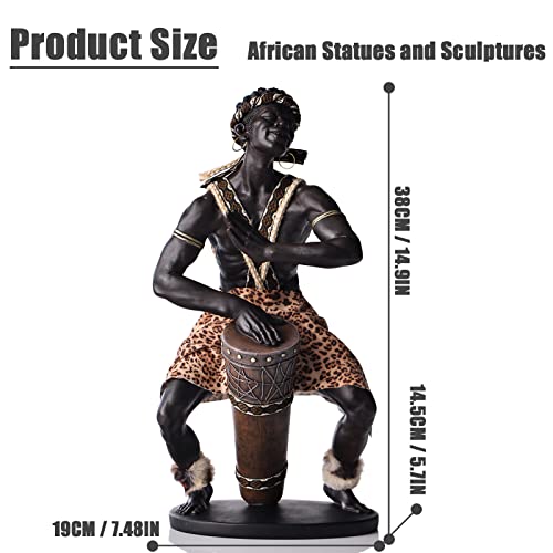 Xmgzq African Statues And Sculptures,African Art Statue, Home Decor African Figurines, Room Decor Resin Black African American Statue, Suitable For Living Room,Desktop, Bookcase Shelf Decor (D) #TOP1
