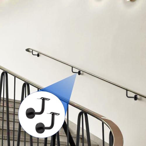 AKOLAFE 8 Stück Handlaufhalter Edelstahl Geländer Außen Handlaufträger Roubst Halterung für Handlauf Treppengeländer Innen Shwerbelast Wandhalter (Schwarz, Biegen-60x80mm)